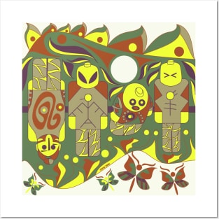 brick mayan alien pattern ecopop Posters and Art